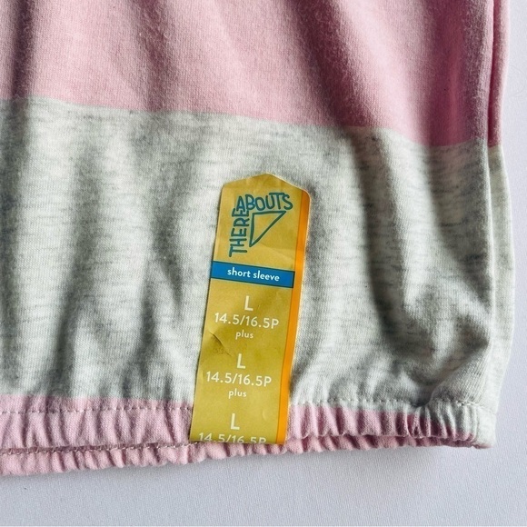 NEW Girls T-Shirt Pink Gray Size 14-16 Wide Elastic at Bottom - Picture 3 of 14